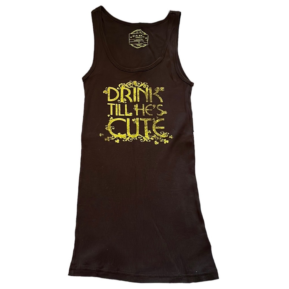 3/$18 Old Navy “drink till he’s cute” black tank top size small